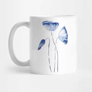 3 indigo blue poppies Mug